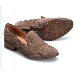 Sofft Severn Loafer Womens Size 8M Gray Suede‎ Snake Print Comfort Flats Shoes